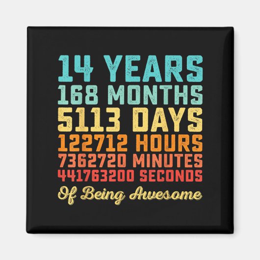 Aimant Citation drôle d'anniversaire 14 ans B-Day Math (Devant)