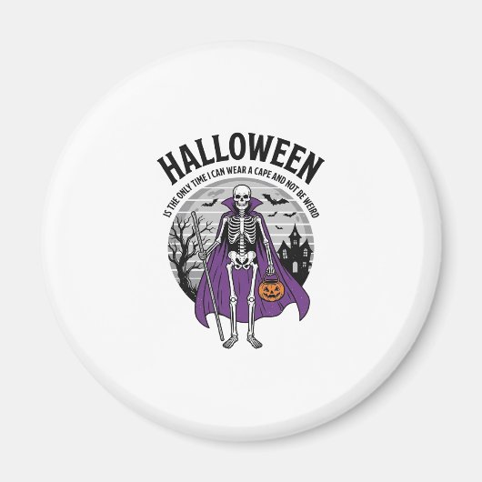 Aimant Citation drôle de cape d'Halloween de squelette De (Devant)