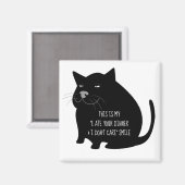 Aimant Citation drôle de chat noir gras et suffisant (Recto/Verso)