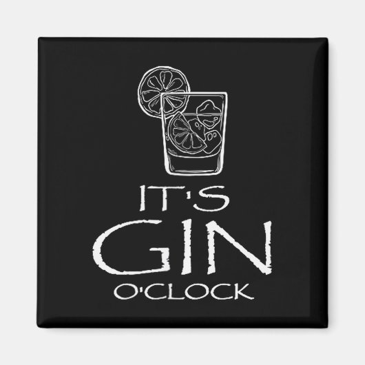 Aimant Citation drôle de Gin Tonic Oh c'est l'heure du Gi (Devant)