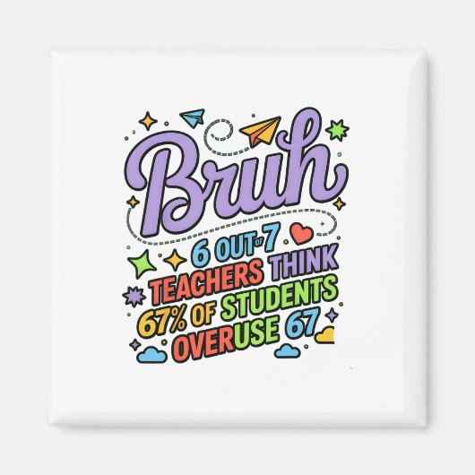 Aimant Citation drôle d'enseignant Bruh 6 enseignants sur (Devant)