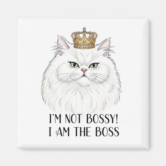 Aimant Citation du chat perse blanc amusant (Devant)