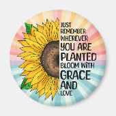 Aimant Citation et tournesol tiré à la main (Devant)