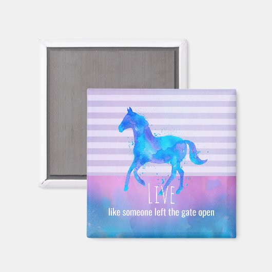 Aimant Citation inspirante avec un cheval en course libre (Recto/Verso)