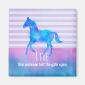 Aimant Citation inspirante avec un cheval en course libre (Devant)