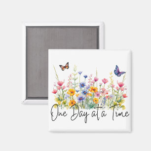 Aimant Citation Inspirante de Fleur Sauvage Un Jour à la