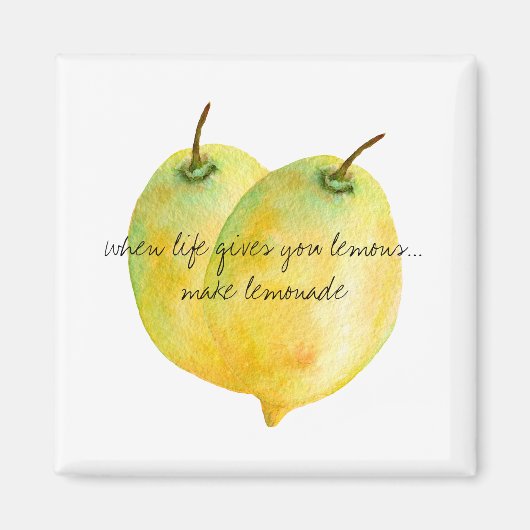 Aimant Citation inspirante de l'aquarelle de citrons (Devant)