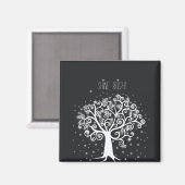 Aimant Citation Inspiration Noir Blanc brillant Arbre bri (Recto/Verso)
