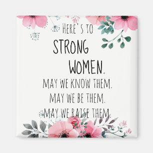 Aimant Citation pour les femmes fortes en aquarelle flora