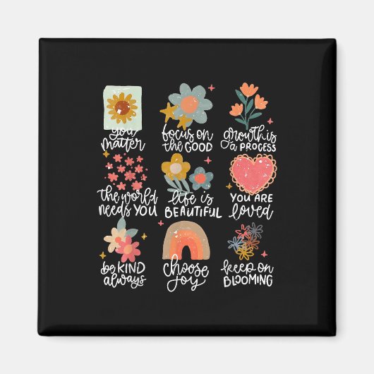 Aimant Citations Positives Fleurs Sensibilisation à la Sa (Devant)