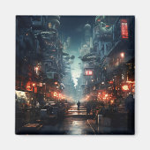 Aimant Cité Nocturne Futuriste Cyberpunk (Devant)