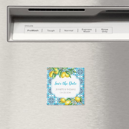 Aimant Citron en carrelage bleu méditerranéen Enregistrer (In Situ (Lave-vaisselle))