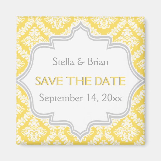 Aimant Citron jaune, gris mariage damassé Enregistrer la (Devant)