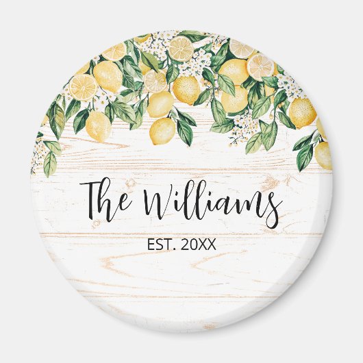 Aimant Citron jaune monogramme Bois blanc (Devant)