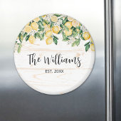 Aimant Citron jaune monogramme Bois blanc