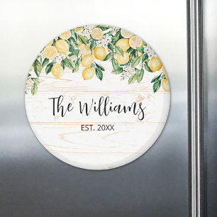 Aimant Citron jaune monogramme Bois blanc