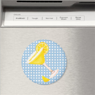 Aimant Citron jaune rétro Bleu Chèque blanc