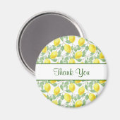 Aimant Citrons jaunes avec Merci Motif Feuille vert (Recto/Verso)