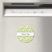 Aimant Citrons jaunes avec Merci Motif Feuille vert (In Situ (Lave-vaisselle))