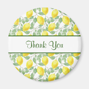 Aimant Citrons jaunes avec Merci Motif Feuille vert