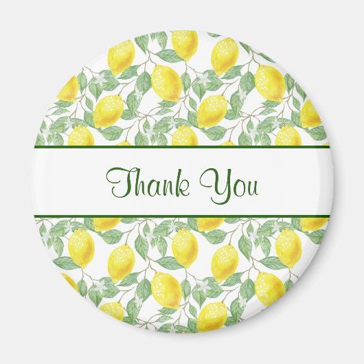 Aimant Citrons jaunes avec Merci Motif Feuille vert (Devant)