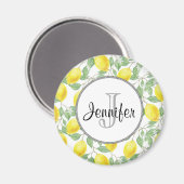 Aimant Citrons jaunes avec Monogramme Motif vert (Recto/Verso)
