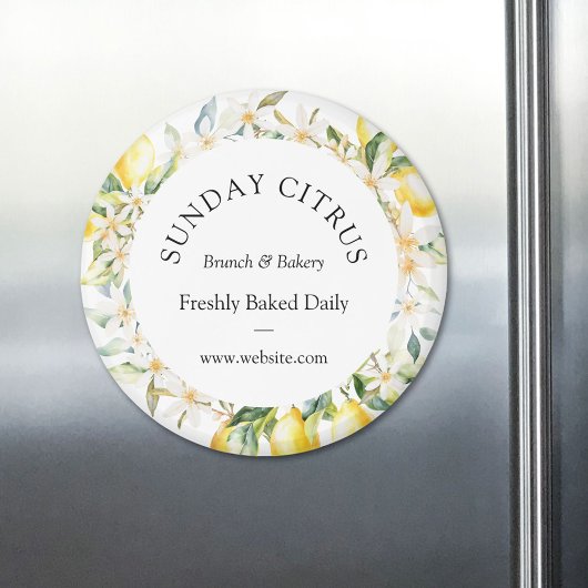 Aimant Citrons jaunes et fleurs blanches Courbe florale