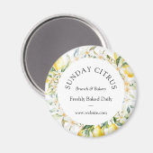 Aimant Citrons jaunes et fleurs blanches Courbe florale (Recto/Verso)