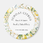 Aimant Citrons jaunes et fleurs blanches Courbe florale (Devant)