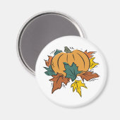 Aimant Citrouille avec feuilles automnales (Recto/Verso)