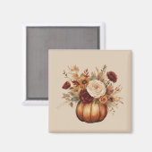 Aimant Citrouille d'aquarelle de saison automnale et fleu (Recto/Verso)