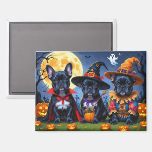 Aimant Citrouille de Bulldogs de France noire Halloween d