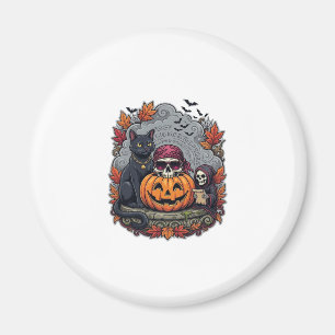 Aimant Citrouille de Halloween Chat Crâne Faucheuse Autom
