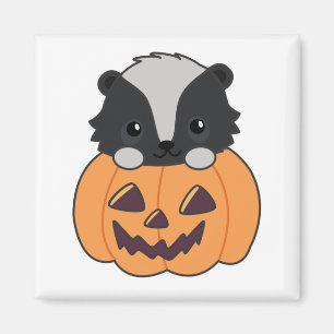 Aimant Citrouille de peau mignon Skunks heureux Halloween
