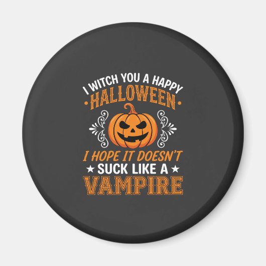 Aimant Citrouille de vampire drôle d'Halloween (Devant)