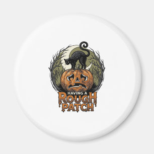 Aimant Citrouille d'Halloween Chat Tache Brute Gravure Vi