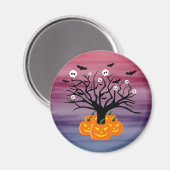 Aimant Citrouille d'Halloween Jack o' Lantern Arbre Mort (Recto/Verso)