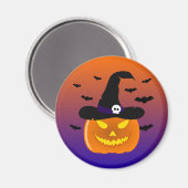 Aimant Citrouille d'Halloween Jack o' Lantern Chapeau de (Recto/Verso)