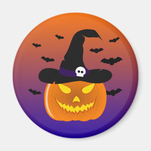 Aimant Citrouille d'Halloween Jack o' Lantern Chapeau de