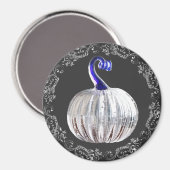 Aimant Citrouille en verre argenté look bleu gris automne (Recto/Verso)
