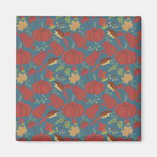 Aimant Citrouille et carotte sans couture motif rouge et (Devant)