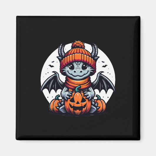 Aimant Citrouille Halloween Dragon (Devant)