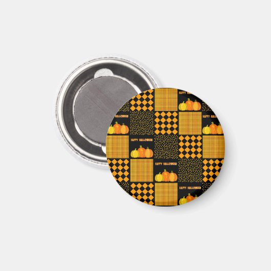 Aimant Citrouille Halloween Patchwork Motif (Recto/Verso)