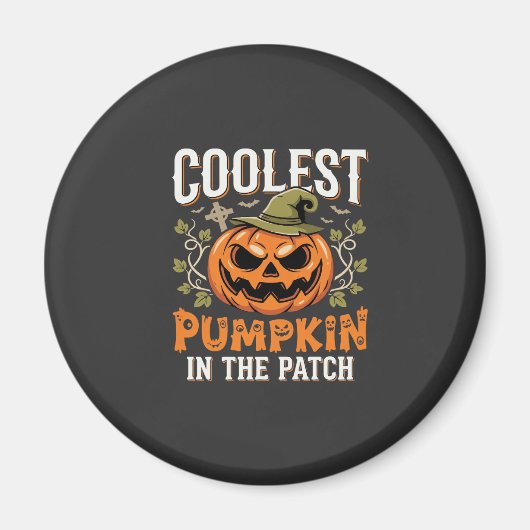 Aimant Citrouille la plus cool du patch design Halloween (Devant)