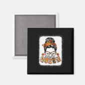 Aimant Citrouille Queen Messy Bun Automne Citrouille Auto (Recto/Verso)