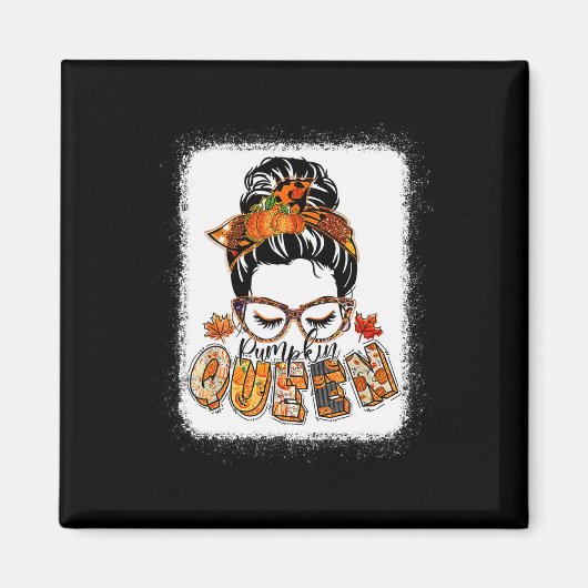 Aimant Citrouille Queen Messy Bun Automne Citrouille Auto (Devant)