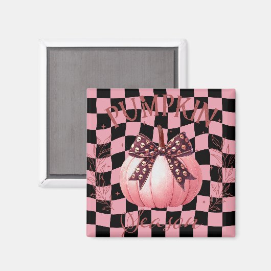 Aimant Citrouille rose mignon avec cordon (Recto/Verso)