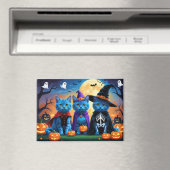 Aimant Citrouille russe Blue Cats Halloween drôle (In Situ (Lave-vaisselle))