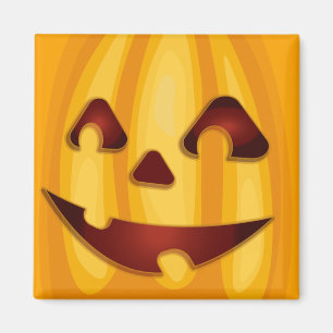 Aimant Citrouille sculpté souriant design Halloween