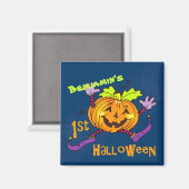 Aimant Citrouille souriant 1er Halloween (Recto/Verso)